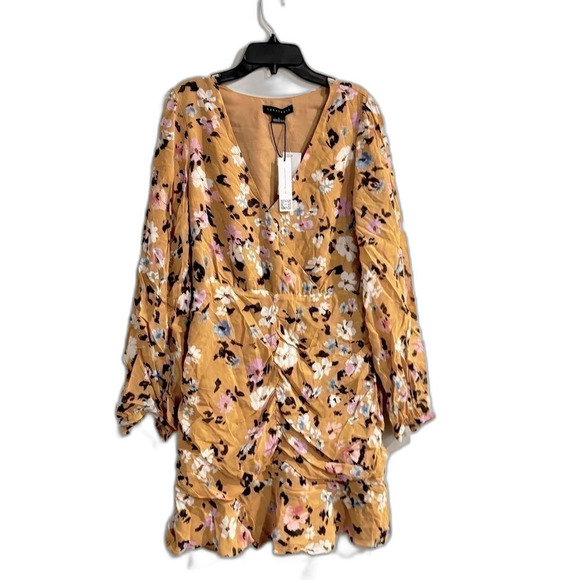 Sanctuary Women's Dreamer Floral-Print Ruched Mini Dress -Cafe Floral size 6 - Picture 7 of 9